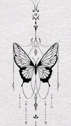 a black and white drawing of a butterfly