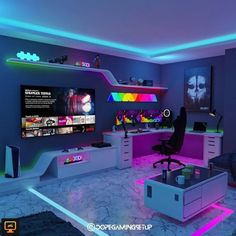 Habitación gamer Gamers Room Design, Gamer Room Design, Video Game Room Decor, Games Room Inspiration, Gamer Bedroom, Girly Apartments, Girly Apartment Decor