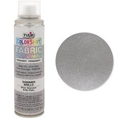 a spray paint can with silver glitter on it