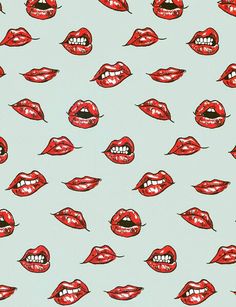 red lips with the word love written on them are shown in this seamless pattern