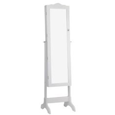 a white wooden floor standing mirror