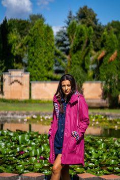 Handmade pink raincoat for women, handmade raincoat for her, luxury raincoat with hood, pink rain jacket, women's raincoat, plastic raincoat. Want to look unique? Want to protect nature? Choose this handmade pink raincoat! It can be a great gift for a friend, mother or yourself. This women's raincoat will brighten everyone's mood! DramaDrop plastic raincoats with amazing natural linings (fully lined) and unique colours combination, perfect outerwear for the spring and absolutely for the all seas Purple Rain Coat, Raincoat With Hood, Boho Festival Outfit, Pink Raincoat, Pink Rain, Protect Nature, How To Fold Sleeves, Unique Colours, Plastic Raincoat