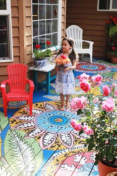 hand painted deck by alisa burke Tiny Homes, Painted Floors, Deck Design, Outdoor Projects