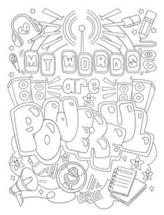 the word words are pop written in black and white, surrounded by other doodles