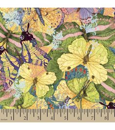 an image of butterflies and leaves on a ruler