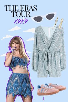 taylor swift's outfit for the eras tour in 1989, including sneakers and sunglasses