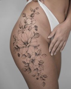 Hip Tattoos, Artist Recommendations, Birds Quotes, Tattoo On Hip Bone, Hip Tattoo Ideas, Floral Hip Tattoo, Hip Tattoo Designs, Floral Thigh Tattoos, Hip Thigh Tattoos