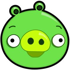 a green angry bird with big eyes