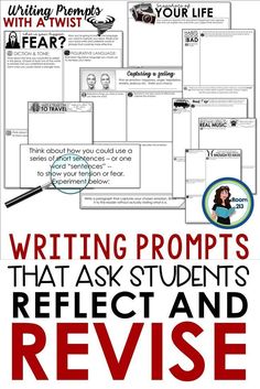 writing prompts that ask students to reflect and revise their opinional statements in the text