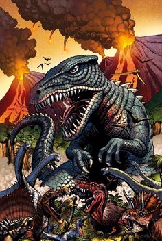 Godzilla Rulers Of Earth Dino Cartoon, Monster Pictures, Godzilla Funny, Godzilla Comics