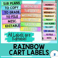 rainbow labels with words and phrases on them to help students learn how to use the rainbow