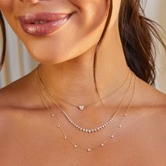 The Full Cut Diamond Heart Choker Necklace is the little sister to the Diamond Heart Solitaire Necklace, but shines just as bright. Featuring 0.26 carats of full cut diamond, this necklace is simply heartwarming. Gold Necklace Design For Bride, Diamond Delicate Necklace, Simple Gold And Diamond Necklace, Simple Rose Gold Jewelry, Diamond Locket Necklace, Graduated Diamond Necklace, Necklace With Sweetheart Neckline, Multiple Gold Necklaces, Repurposed Diamond Jewelry