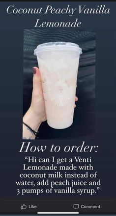 a person holding up a drink with the caption how to order? on it