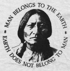 an image of a native american man with the words, man belongs to the earth