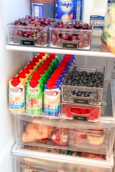 an open refrigerator filled with lots of food