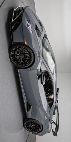 the top view of a grey sports car