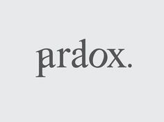 the word pardox in black and white on a light gray background with an image of
