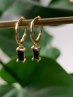 Jewellery will arrive in a pouch or box  ORDER BY 20th DECEMBER FOR XMAS DELIVERY UK  Stiil lots if time to shop!  RECOMMENDED BIRTHDAY GIFT 🎁 Perfect birthday gift, for your best friend, mum, girlfriend, sister or partner. Our black onyx huggie hoops with black Cubic Zirconia stones make a beautiful pair.   Gifts for, best friends, mum gifts, sister gifts and self gift these earrings make the perfect piece of handmade jewellery.  Available in sterling silver  and Gold plated and sterling silver.   We love these huggie earrings and they are bang on trend for spring and  summer jewellery.  Up your #earcandy game with these stunning Etsy Bestseller huggie hoop earrings with free shipping.  These earrings are also available in Green and gold, black and gold, black and silver, green and silve Black Dress Gold Jewelry Wedding, Black Earrings Elegant Gold, Onyx Jewelry Earrings, Gold And Black Earrings, Black Earrings Elegant, Gold And Black Jewelry, Black And Gold Jewelry, Black And Gold Earrings, Gifts Sister