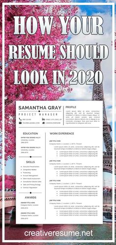 a resume with the eiffel tower in the background and text how your resume should look in 2020