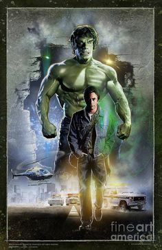 the incredible hulk movie poster, with an image of two men standing next to each other