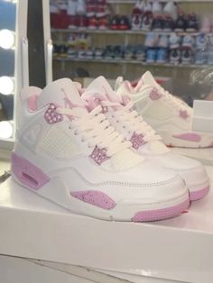 Pink And White Jordans, Jordan 5s, Cute Jordans, Pink Jordans