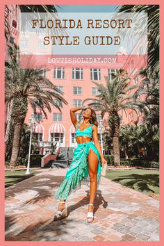 A guide for a stylish stay at Florida's top hotels, including the famous iconic pink palace, the Don Cesar Hotel on St. Petersburg, Florida. Trends include bright colors, lightweight fabrics, and tropical prints. Popular items include flowy sundresses, straw hats, sunglasses, and sandals. Embrace a chic but casual and laid-back style, perfect for the warm weather. This guide has everything you need for stylish dresses, swimwear, resortwear, bikinis, bags, jewelry and accessories.