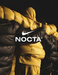 two men in yellow and black jackets with the words nocta on them