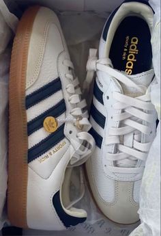 adidas x sporty and rich sneakers, that girl trainers, aesthetic outfits, gifts for teens, it girl, adidas spezials, white and navy sambas, fashion, style, vogue, scandinavian style, stolkholm aesthetic May Outfits, Sepatu Platform, Looks Adidas, Shoes Skate, Shoe Wishlist