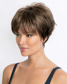 Noriko Wigs Naturally Alternative Hair Collection Fiber: Synthetic Hair Cap Size: Average Hair Length: Fringe 3.75-4" | Crown 4.75" | Nape 2" Weight: 2.4 oz Alternative Hair, Best Wig Outlet, Short Brown Hair, Monofilament Wigs, Short Pixie Haircuts, Hair Collection, Short Hair Haircuts, Hair Length, Synthetic Wig