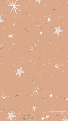 an orange background with silver stars and confetti