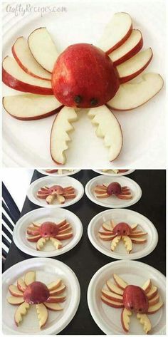 an apple crab made out of apples on plates