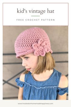 The Kid’s Vintage Hat Crochet Pattern is a simple hat made with all half double crochet! And again with the half double crochet in the 3rd loop… I really LOVE using this technique and the texture look it gives. Crochet Baby Cap, Crochet Baby Hat Patterns, Crochet Kids Hats, Kids Hat, Hat Crochet Pattern, Baby Hat Patterns, Crochet Hat Free, Crochet Knit Hat, Cap Patterns