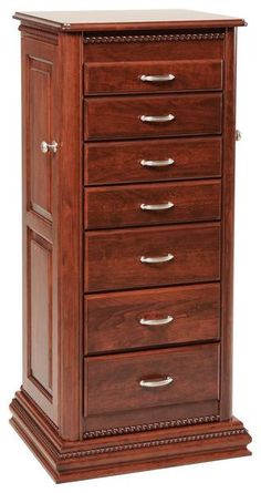 a tall wooden cabinet with five drawers
