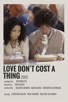 the poster for love don't cost a thing, featuring two women sitting at a table