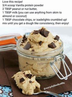 chocolate chip cookie dough in a glass jar