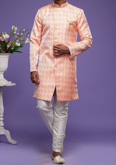 Men's Semi Indo Western Party Wear Sherwani Suit