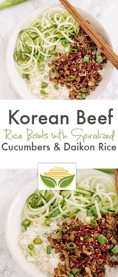 korean beef rice bowls with gourmet cucumbers and daikon rice recipe