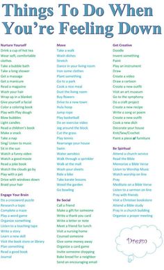 Things To Do When You’re Feeling Down happy happiness positive emotions activities mental health confidence self love self improvement self care self help emotional health Things To Do To Make Yourself Happy, Things To Do When Overstimulated, Doing Things You Dont Want To Do, Comforting Things To Do, Feel Good Things To Do, Healthy Things To Do When Bored, Things Don’t Make You Happy, What To Do When You Feel Drained, Things To Make Yourself Happy