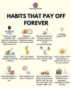 HABITS THAT PAY OFF FOREVER Adult Tips Life Hacks, How To Develop Personality, How To Make Goals, Money Routine, 5am Club, Study Philosophy