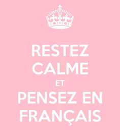 a pink poster with the words reste calme et pensez en franois