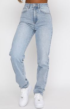 The Who's That Girl Straight Leg Denim Jeans Washed Blue. Head online and shop this season's latest styles at White Fox. Express delivery and AfterPay available. Summer Outfit Trends, Straight Leg Jeans Outfits, Outfit Jeans, Light Blue Jeans, Cute Jeans, Mein Style, Straight Leg Denim, White Fox, Relaxed Fit Jeans