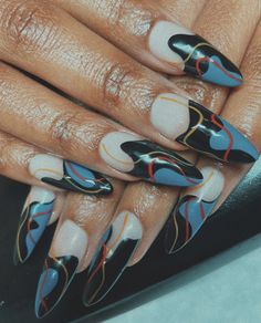 Funky Nail Art, Arylic Nails, Acylic Nails, Classy Acrylic Nails, Nagel Inspo, Manicure Y Pedicure, Funky Nails, Fire Nails, Minimalist Nails