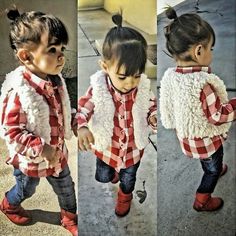 Little girls fashion, kids fashion Toddler Fashion, Toddler Outfits, Plaid Shirt Outfit, Boating Outfit, Childrens Fashion, Plaid Shirt