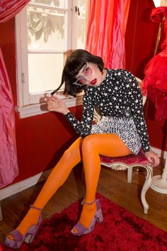 Orange Tights, Diy Vetement, Quirky Fashion, Moda Vintage, Foto Inspiration, Fashion Editorial