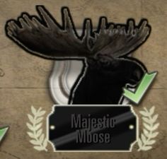 an image of a moose head with the words majestic moose on it's side