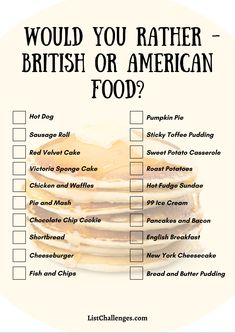 pancakes with the words would you rather british or american food?