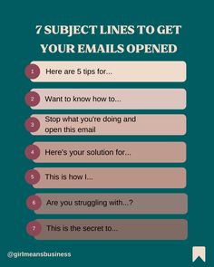 the 7 subject lines to get your email's opened page is shown in this poster