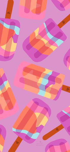 an ice cream pattern with popsicles on pink and orange colors, in the background