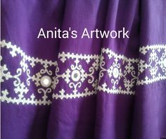 an image of purple and white curtains with the words anta's art work