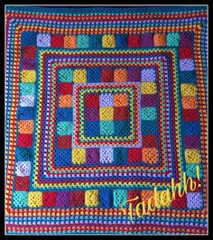 a colorful crocheted square is shown in the shape of a granny's afghan